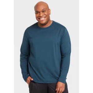 ALL IN MOTION Midnight Blue Crewneck Long Sleeve Men's Performance T-Shirt Large